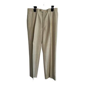 BILL BLASS BLACK LABEL MEN'S BEIGE TAN DRESS PANTS WOOL SILK LINEN BLEND 38 x 30